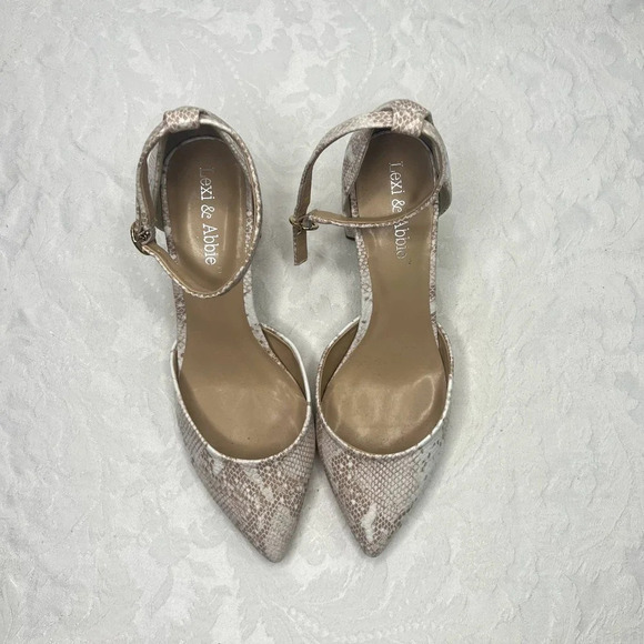 Lexi & Abbie Mindy Ankle Strap Chunky Heel Pointed Toe Pumps Size 8 - Picture 11 of 11